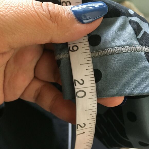 Nike Pro Leggings Women L Blue Geometric Stretch Capri Cropped Athletic Leggings - Picture 10 of 11